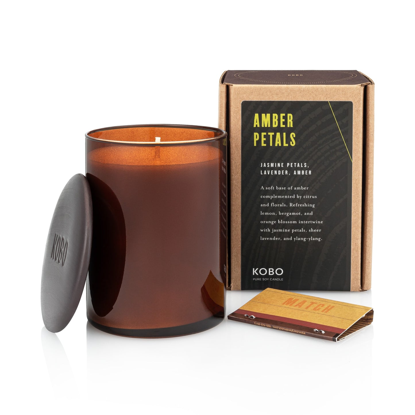 Primary Image of Amber Petals Woodblock 15 oz Candle