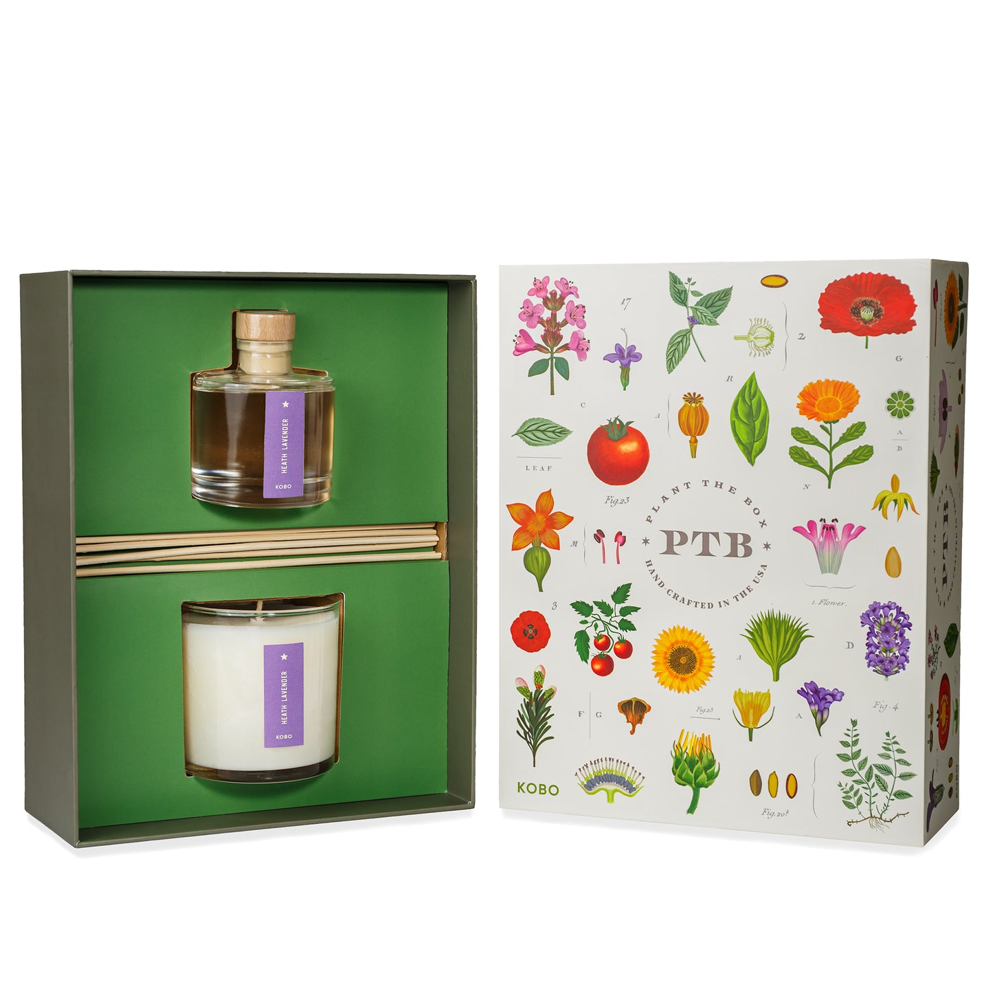 Primary Image of Heath Lavender Plant The Box Candle & Diffuser Gift Set