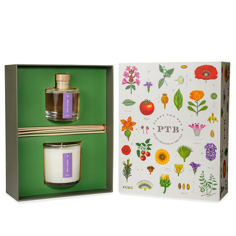 Primary Image of Heath Lavender Plant The Box Candle & Diffuser Gift Set