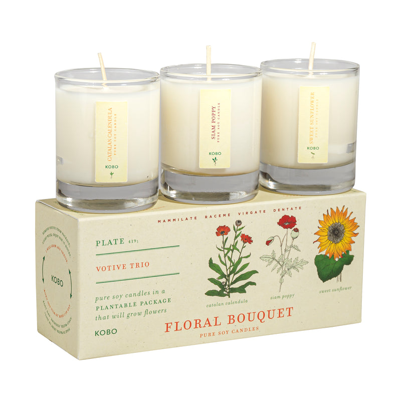 Floral Bouquet Plant the Box Votive Trio 3 x 2.3oz Candles