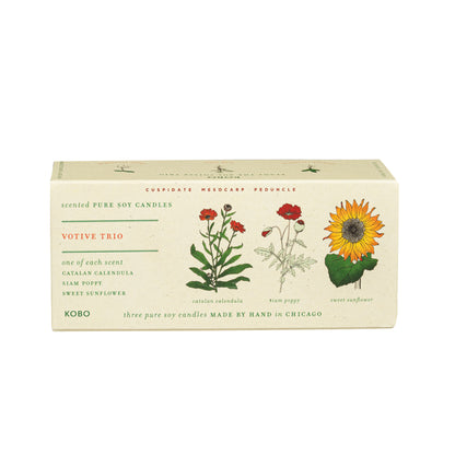 Floral Bouquet Plant the Box Votive Candle Trio