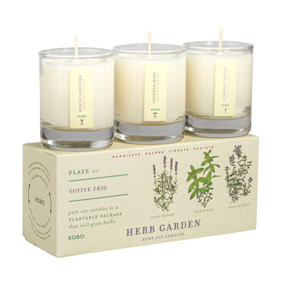 Herb Garden Plant the Box Votive Candle Trio