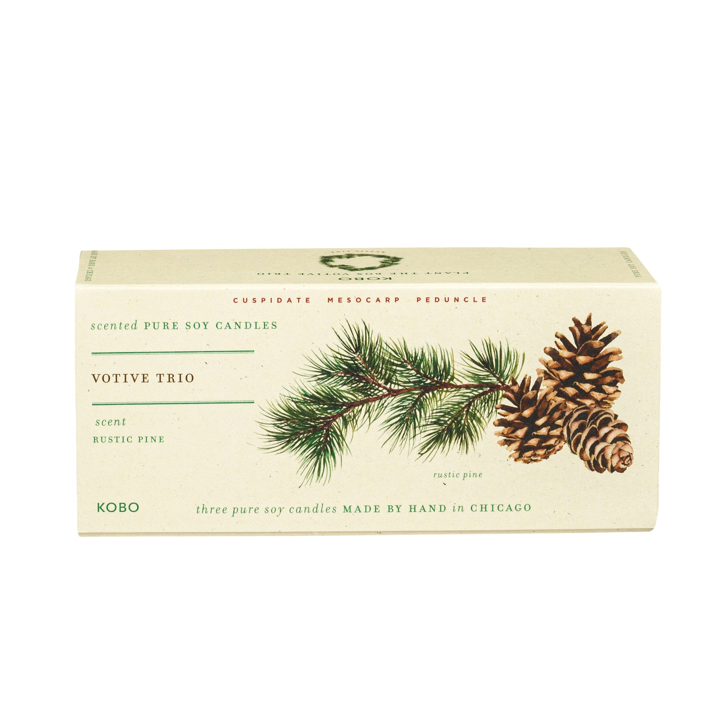 Rustic Pine Plant the Box Votive Candle Trio