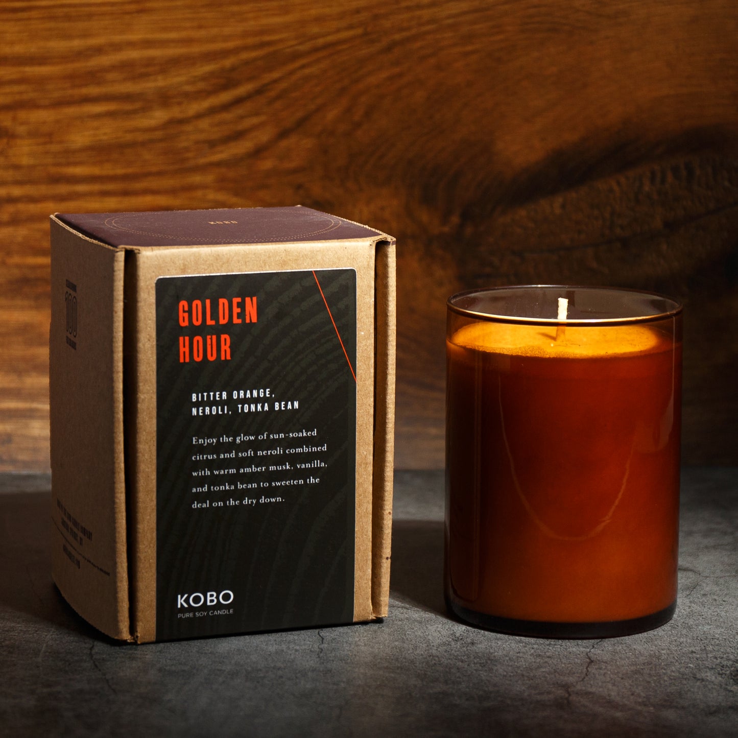 Alternate Image of Golden Hour Woodblock 15 oz Candle 