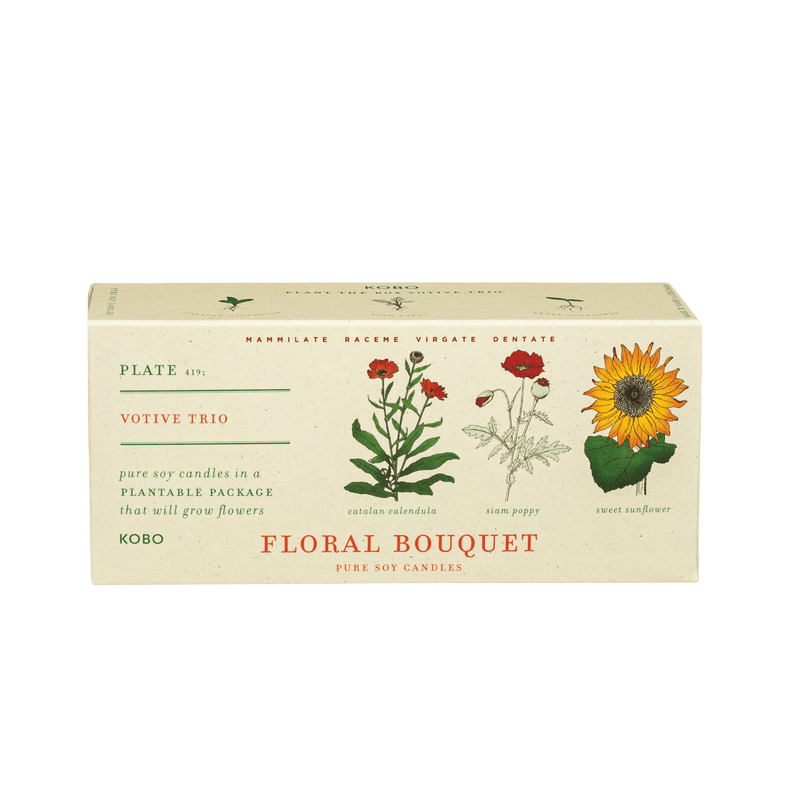 Primary image of Floral Bouquet Plant the Box Votive Candle Trio