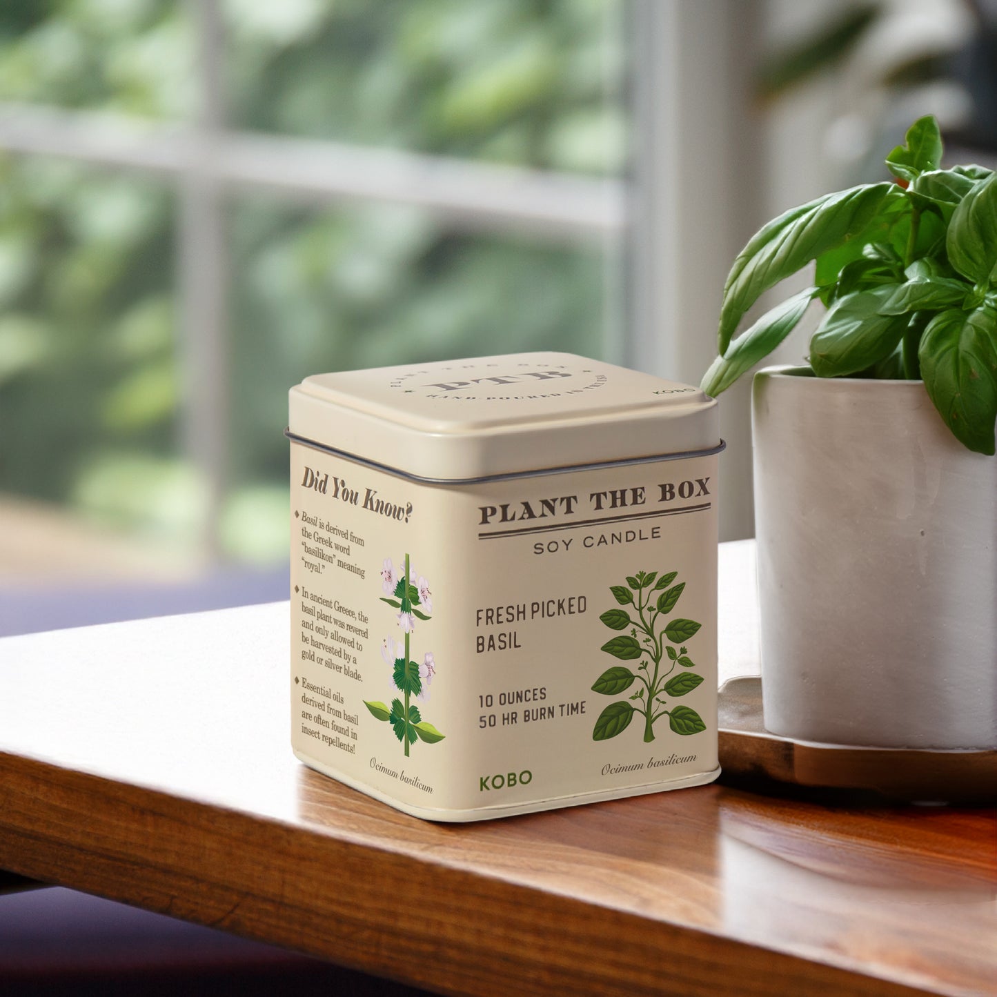 Alternate image of Fresh Picked Basil Plant the Box 10 oz Tin Candle
