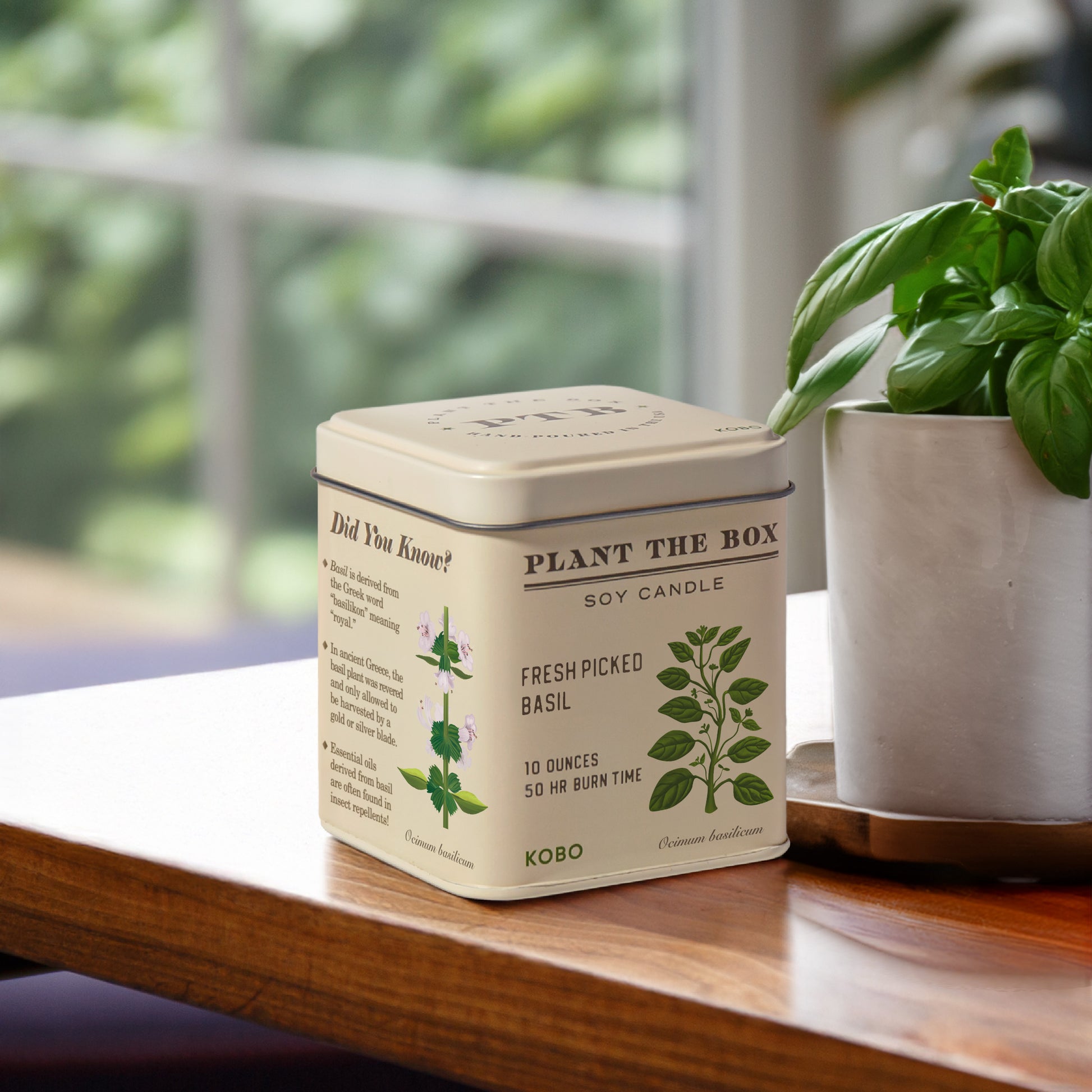 Alternate image of Fresh Picked Basil Plant the Box 10 oz Tin Candle