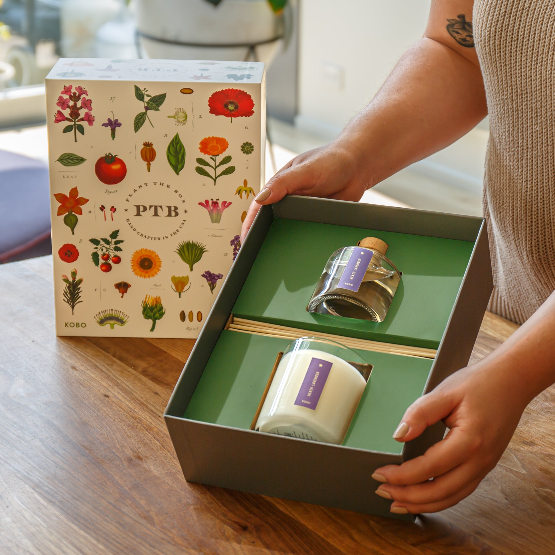 lavender plant gifts Heath Lavender Plant The Box Candle & Diffuser Gift Set (2 piece)