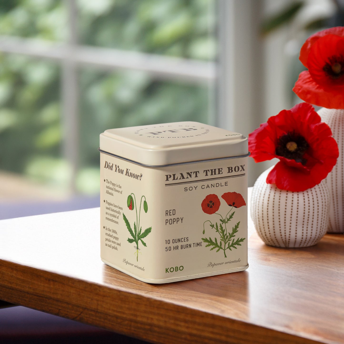 Alternate image of Red Poppy Plant the Box 10 oz Tin Candle