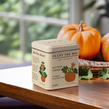 Alternate image of Half Moon Pumpkin Plant the Box 10 oz Tin Candle