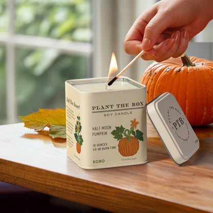 Alternate image of Half Moon Pumpkin Plant the Box 10 oz Tin Candle