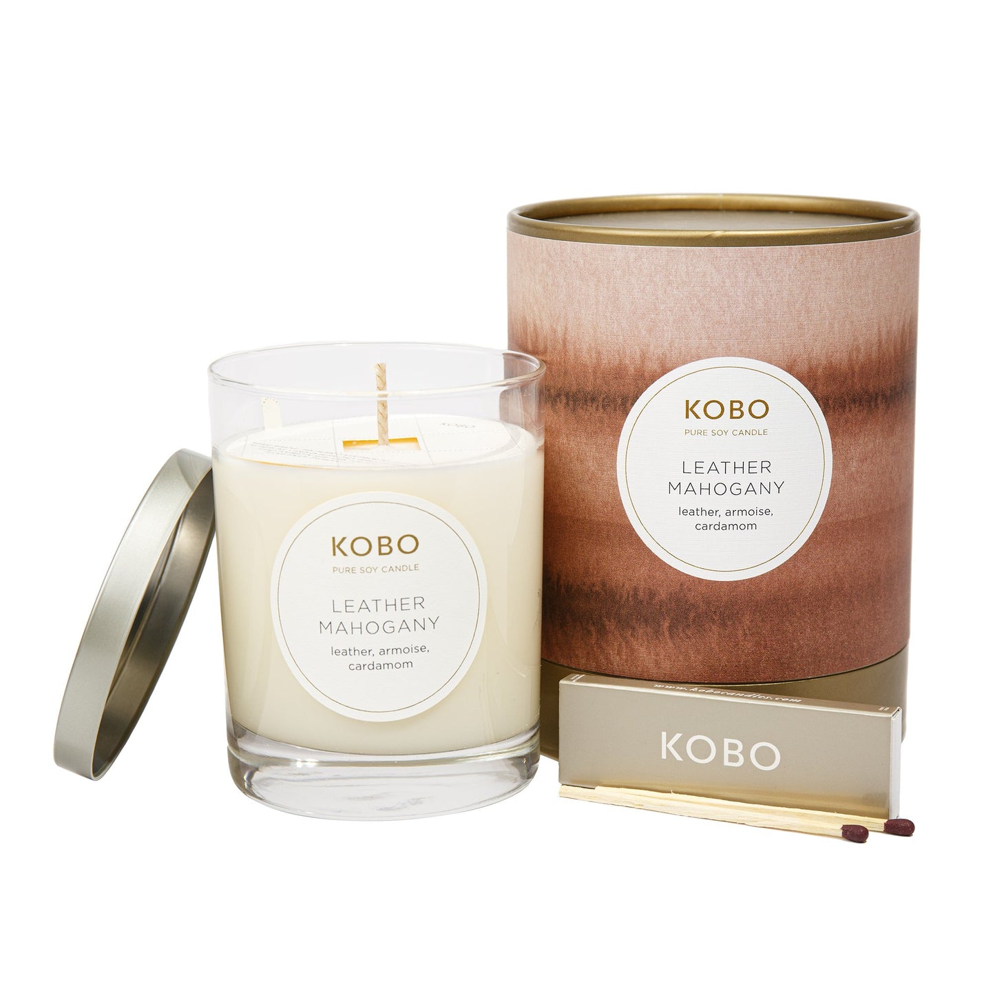 Primary Image of Leather Mahogany Watercolor 11 oz Pure Soy Candle